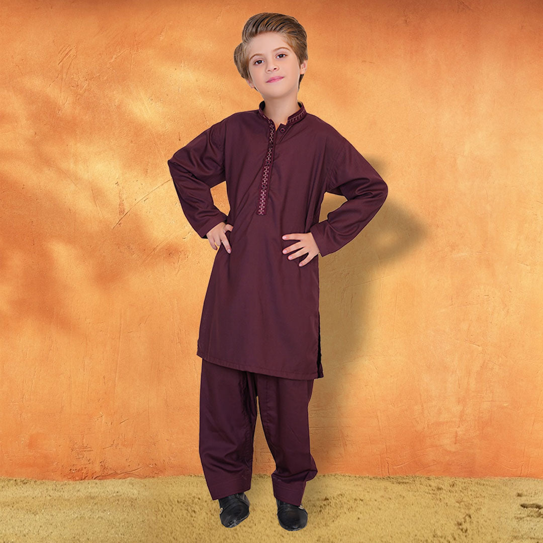 Maroon Embroidered Kurta Shalwar