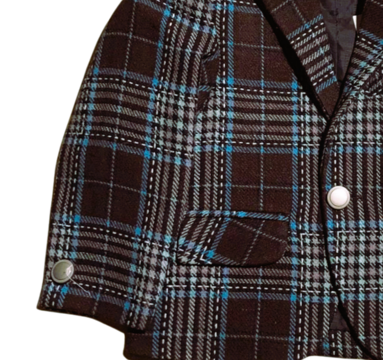 Brown Checkered Boys' Coat