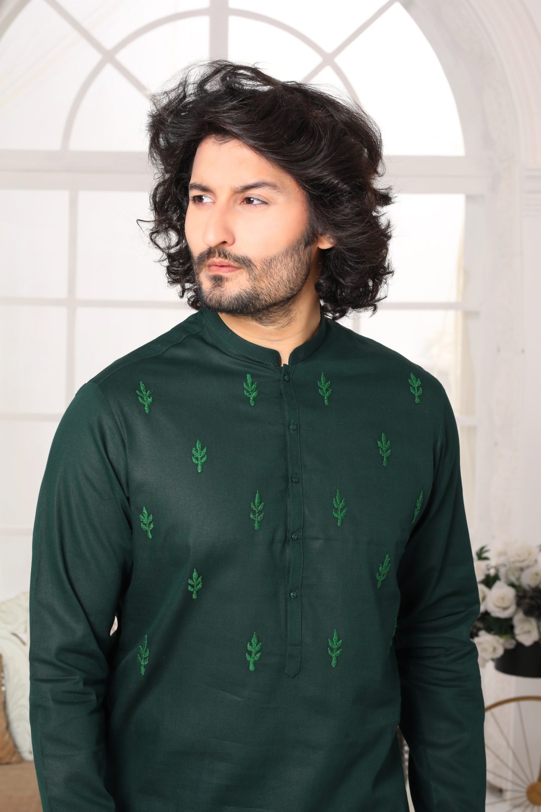 BOTTLE GREEN KURTA PAJAMA