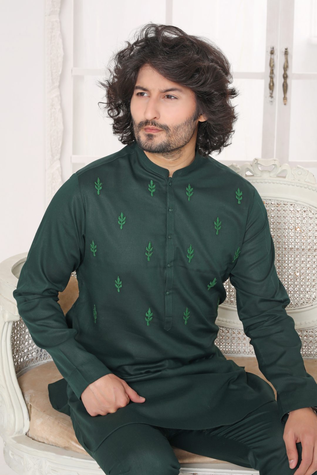 BOTTLE GREEN KURTA PAJAMA