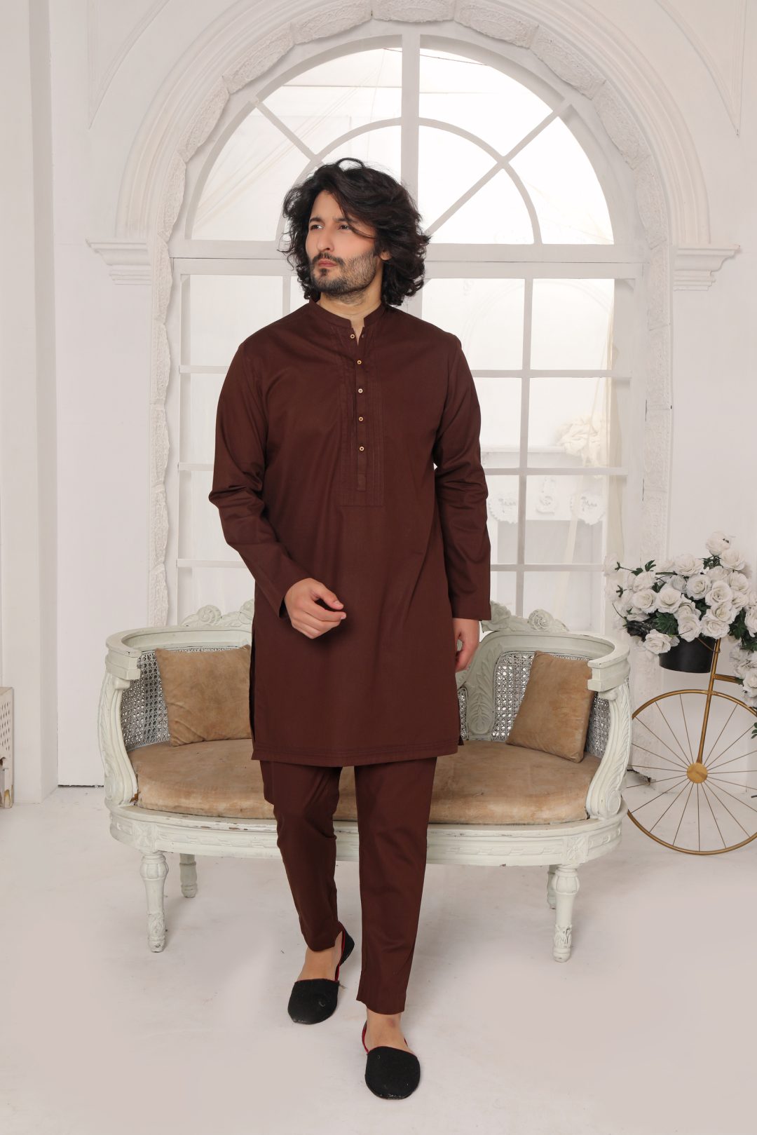 DARK BROWN KURTA PAJAMA