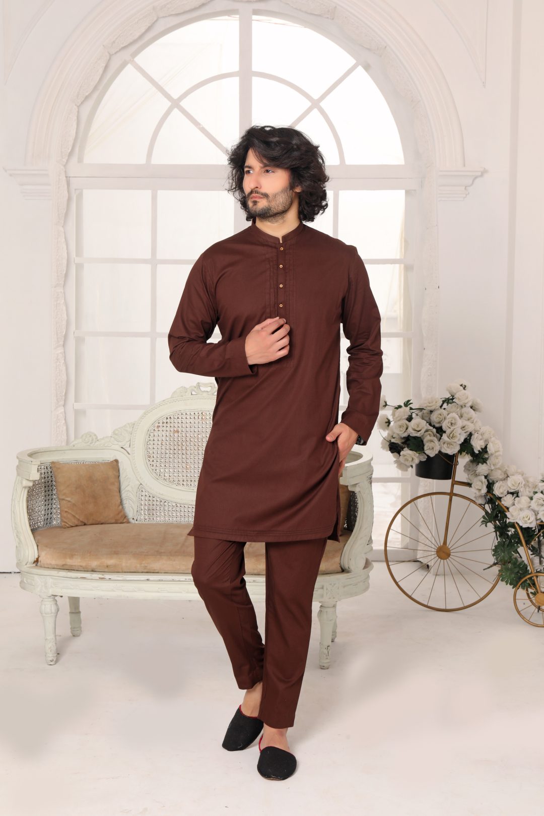 DARK BROWN KURTA PAJAMA