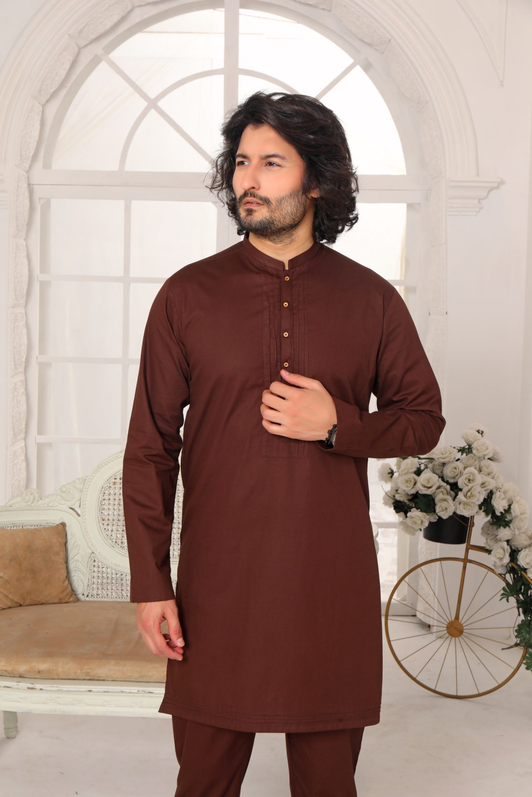 DARK BROWN KURTA PAJAMA