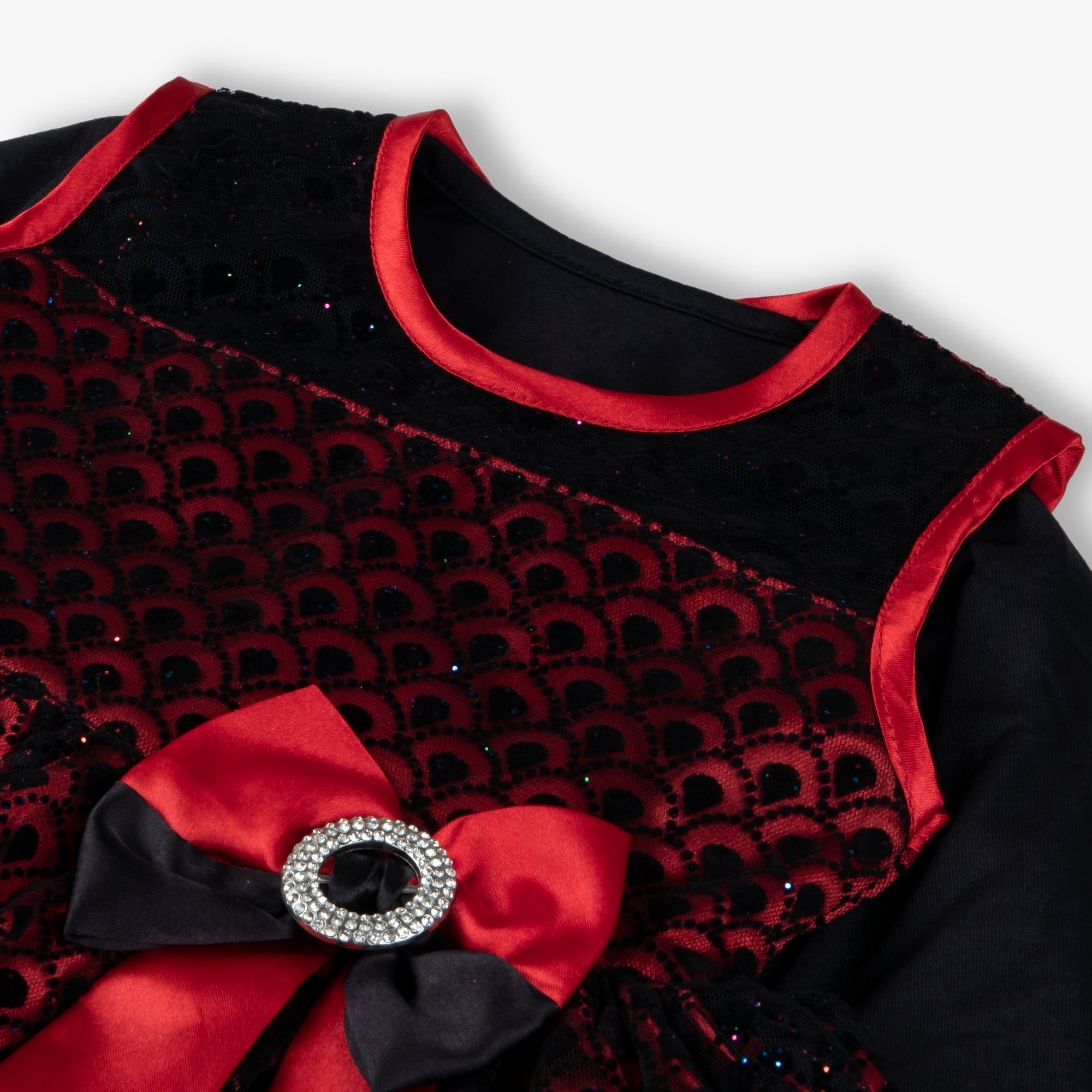 Red Glittery Bow Frock