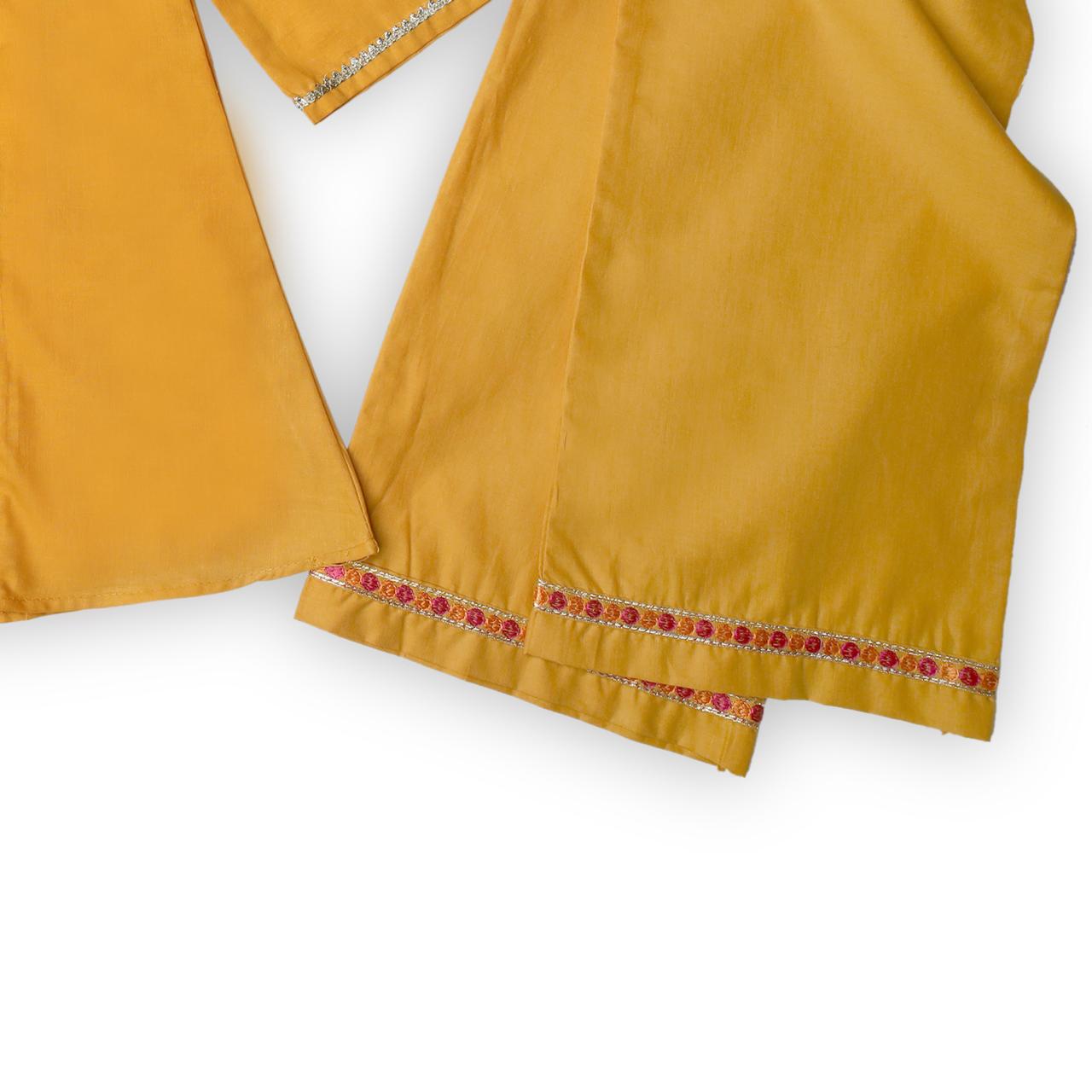 2Pc Yellow Embroidered Girl'S Suit