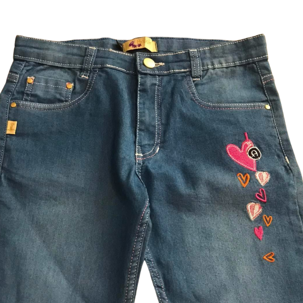 Hearts-Blue Girls' Jeans