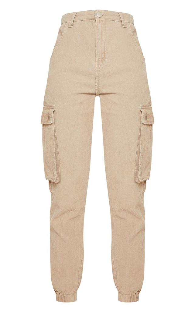 Beige Twill Joggers jeans with metal chain cargo pockets