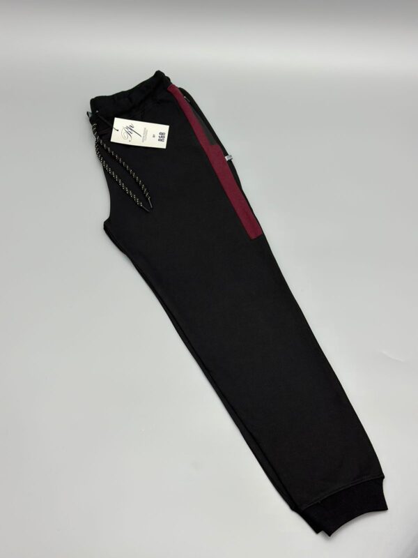 Men's Trouser - Black with Maroon Panel