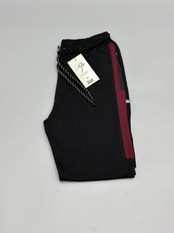 Men's Trouser - Black with Maroon Panel