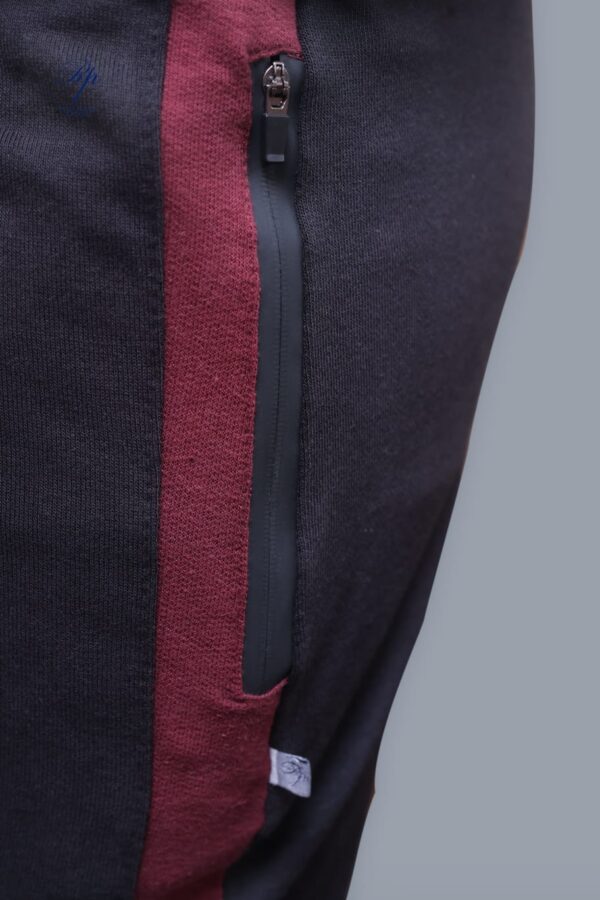 Men's Trouser - Black with Maroon Panel