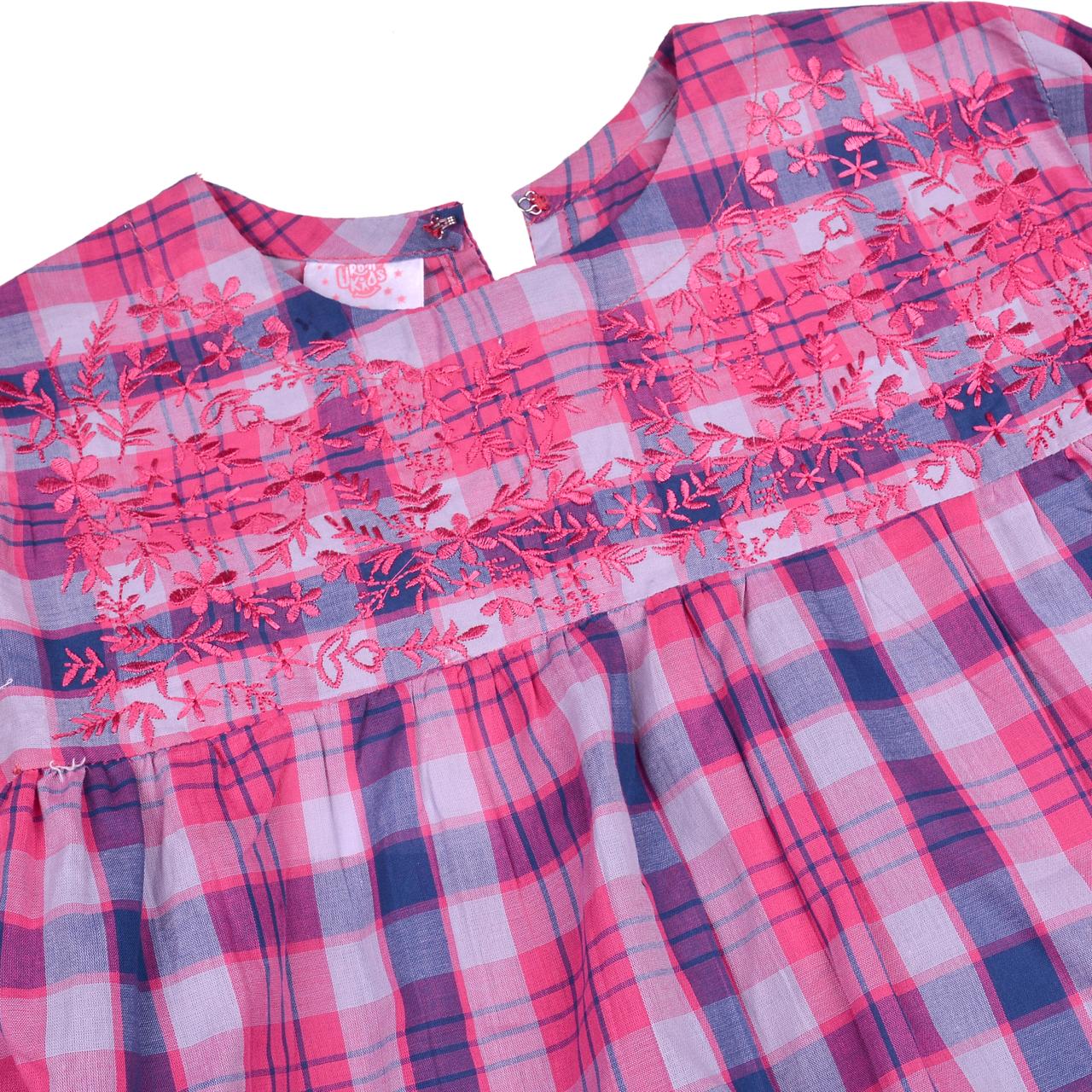 Pink Checkered Girl's Kurti