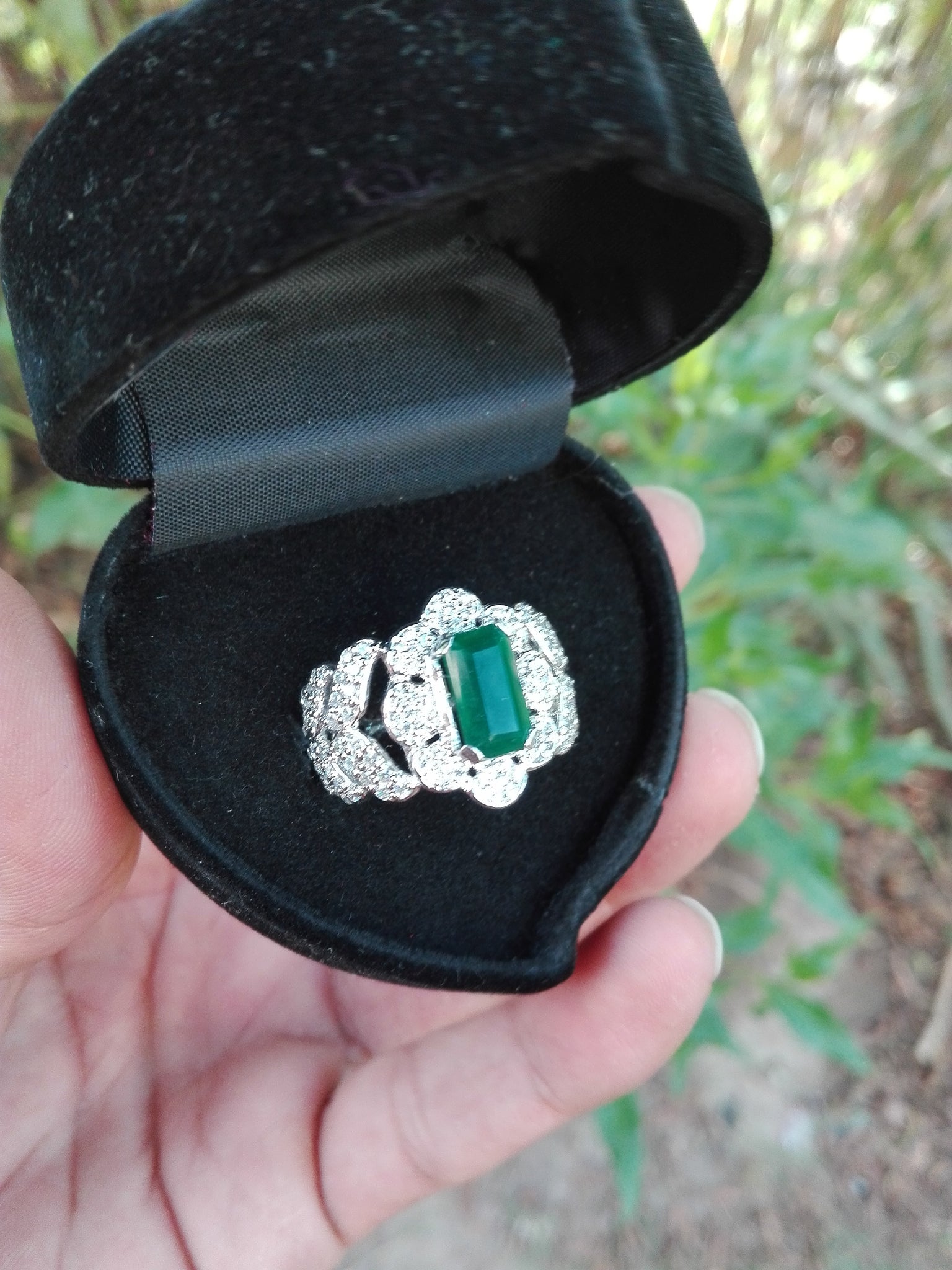 Green emerlend Silver Ring