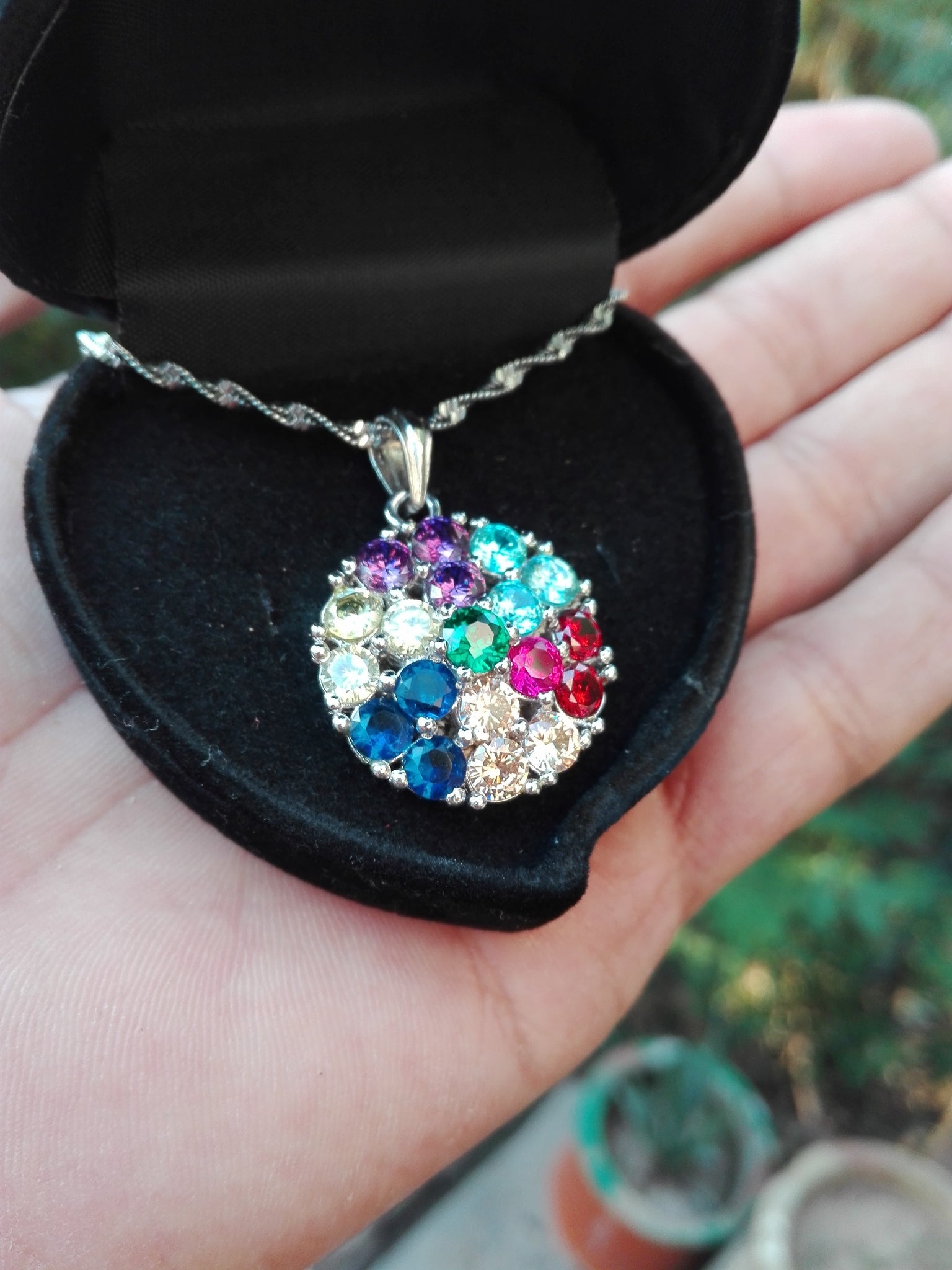 Multi Gemstone Solid Silver Pendant