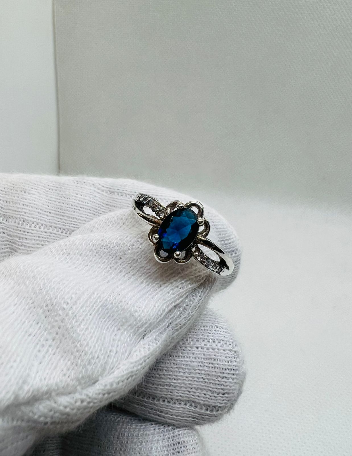 blue zircon stone silver ring
