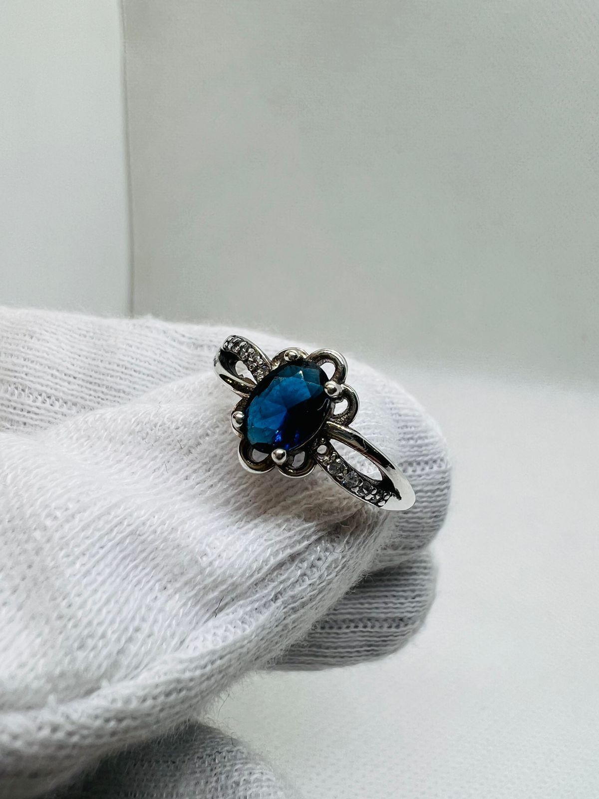 blue zircon stone silver ring
