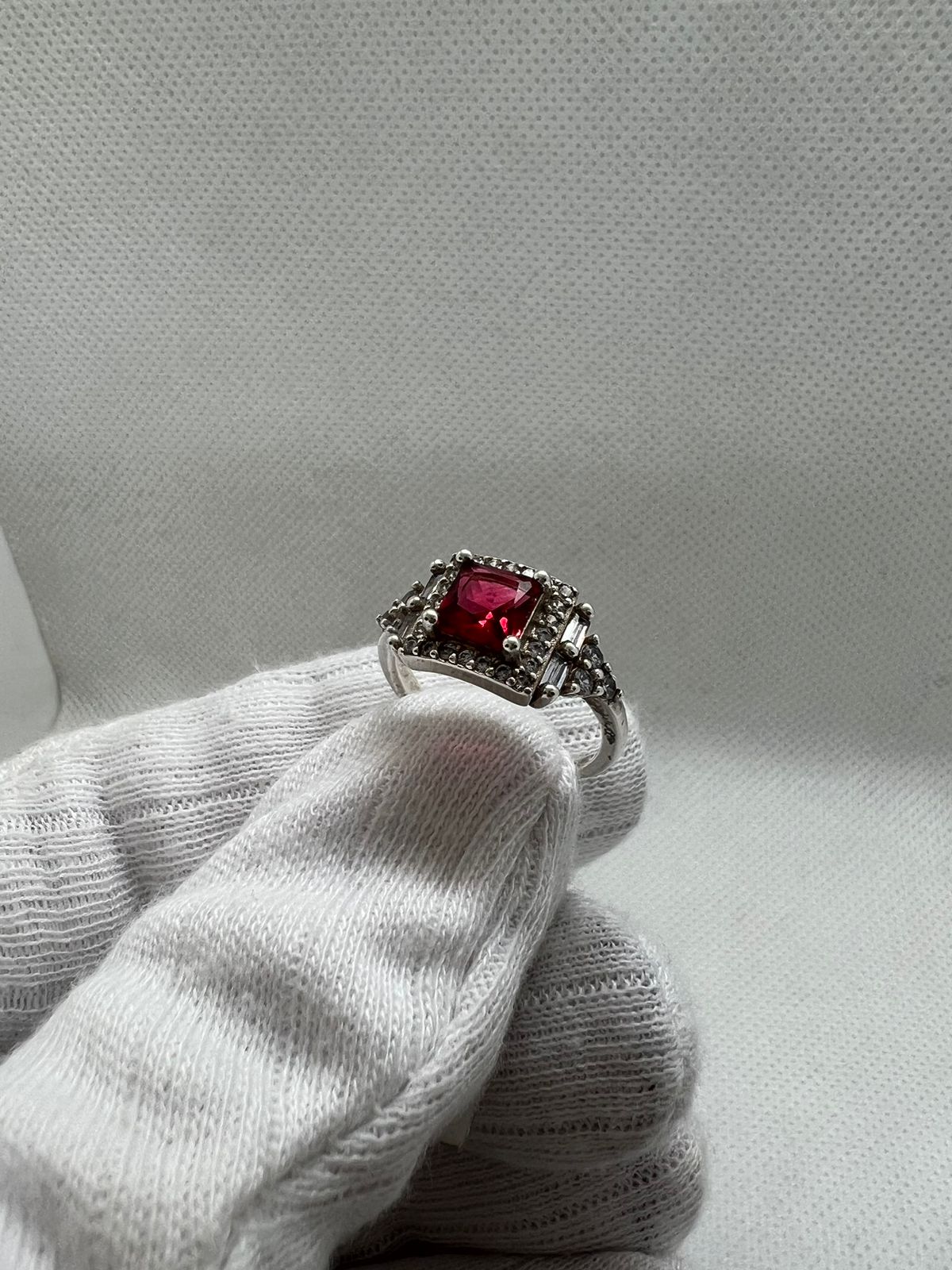 ruby zircon stone silver ring
