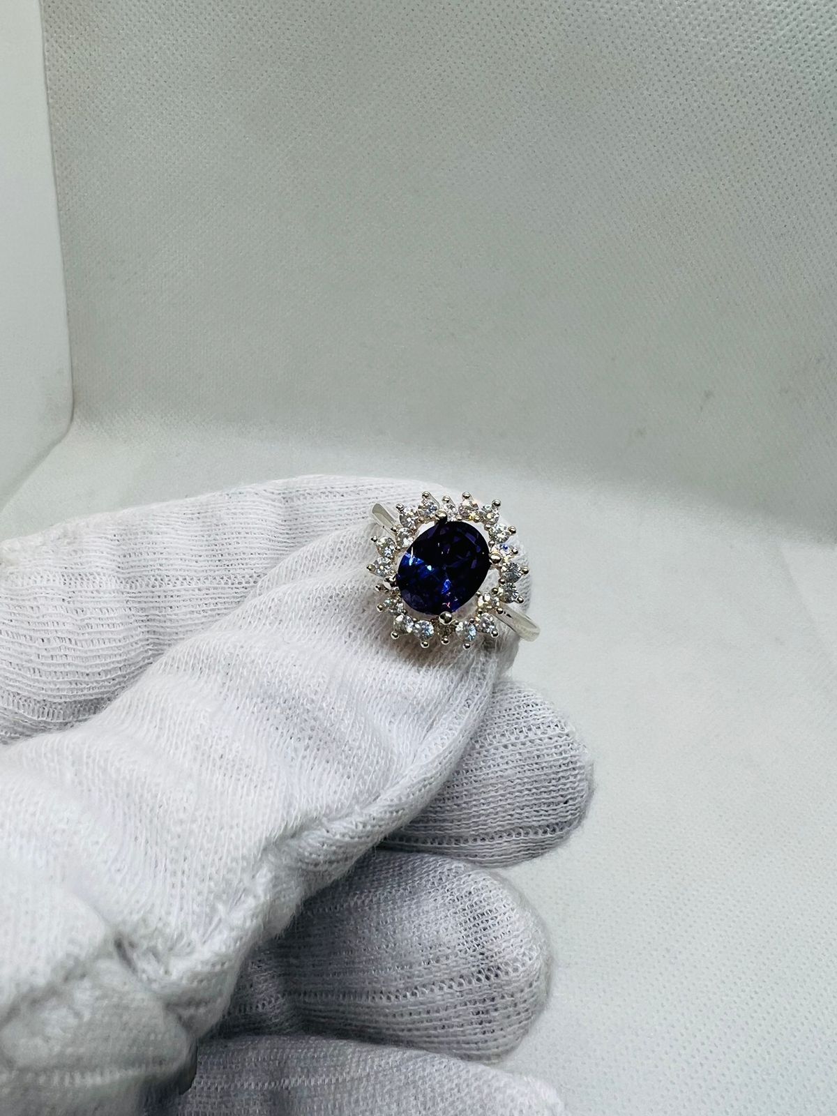 purple saphhire zircon silver ring