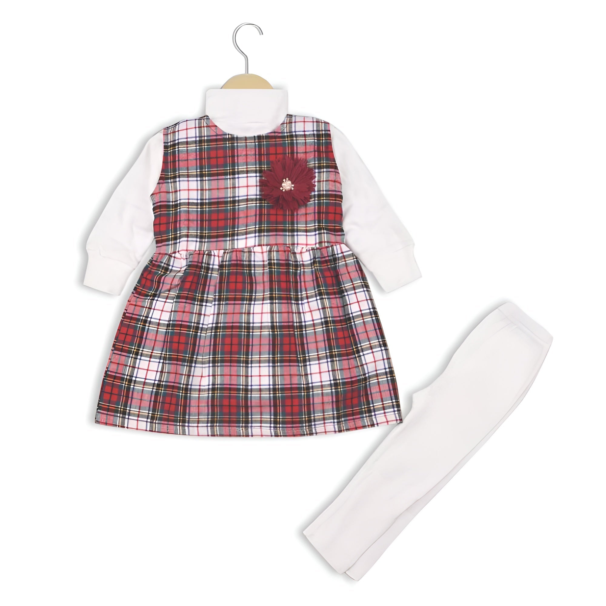 Red Woolen Girl's 2 Pc Suit