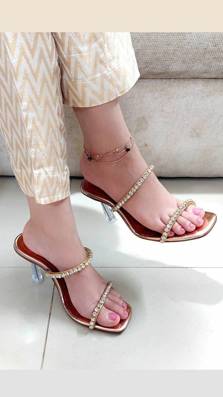 Golden Stone Heels