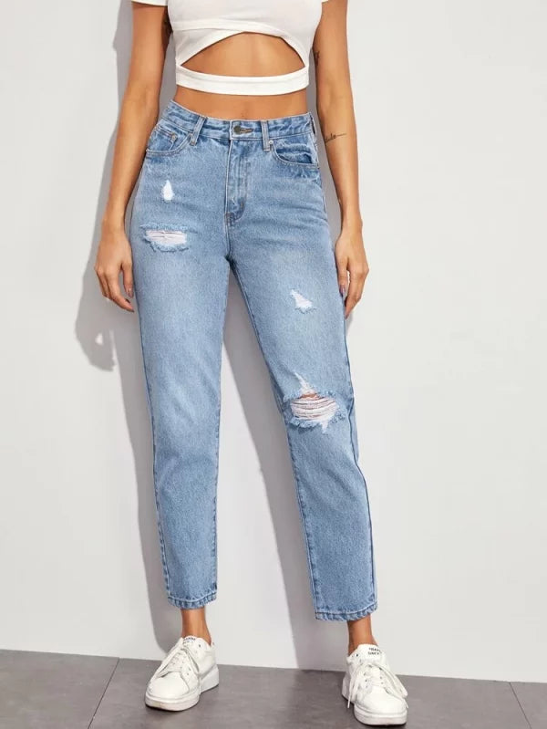 Distressed Mom Jeans