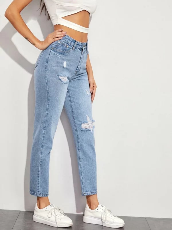 Distressed Mom Jeans