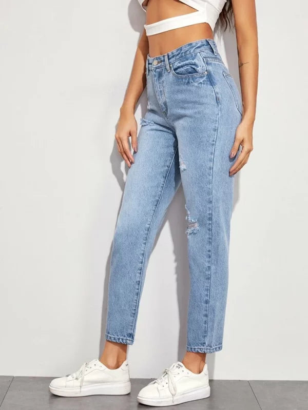 Distressed Mom Jeans