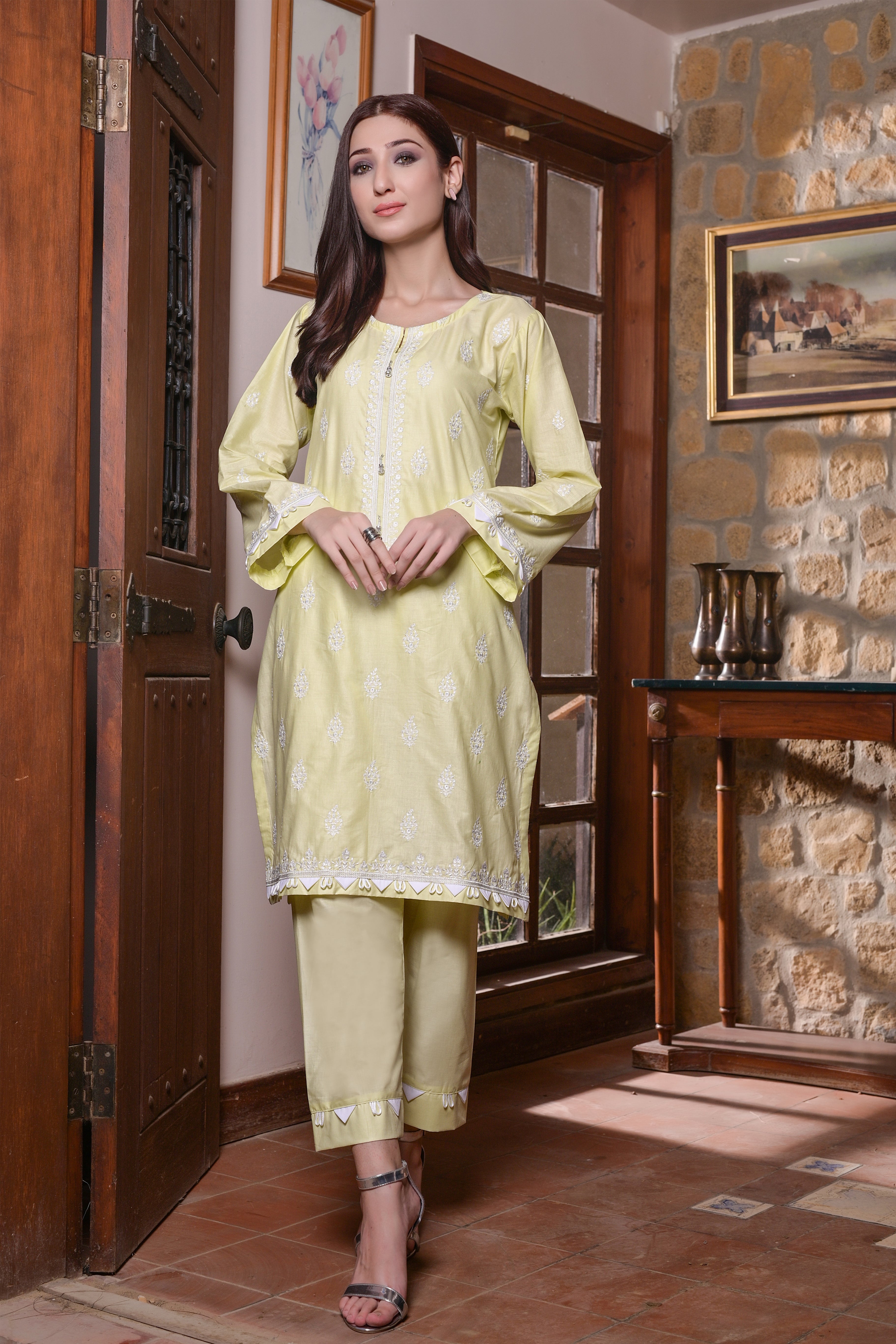 2 Pc Embroidered Cotton-KUW-10074