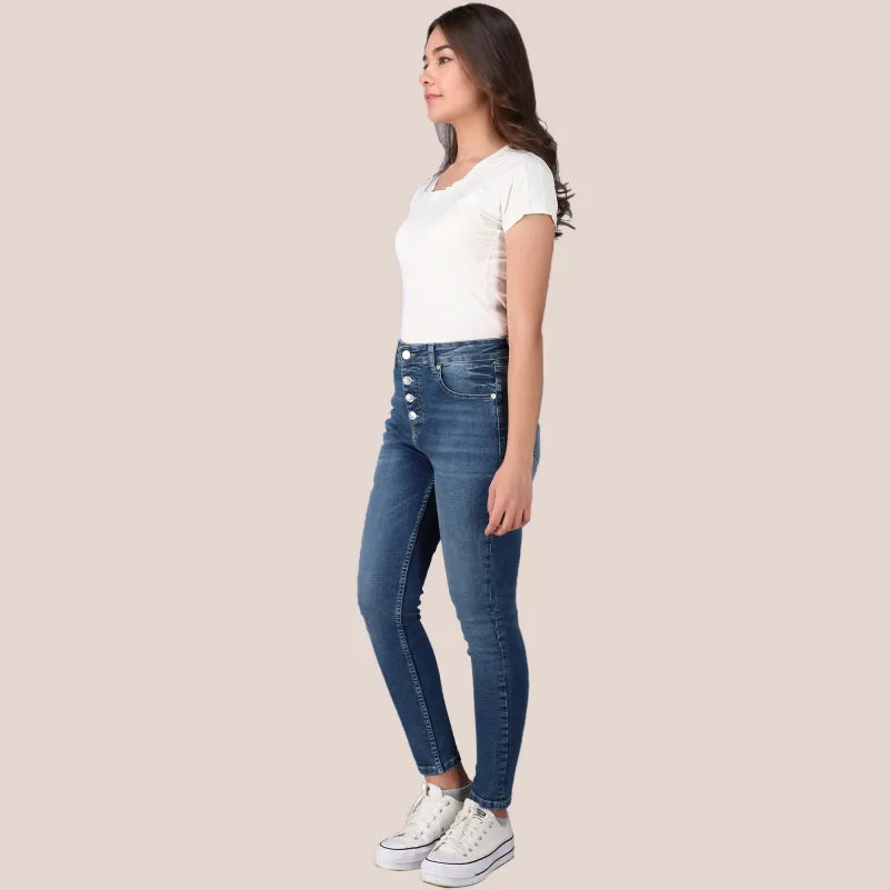 Iris Skinny High Rise Mid Button Down Free Fit