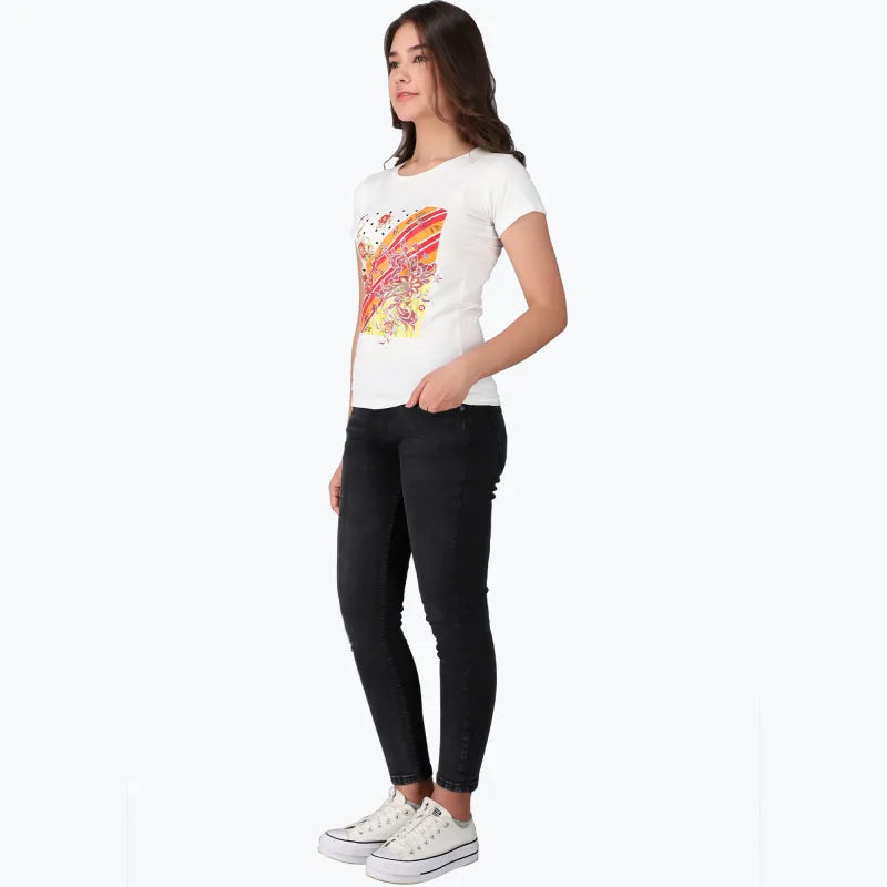 Floral Graphic Print Cotton T-Shirt