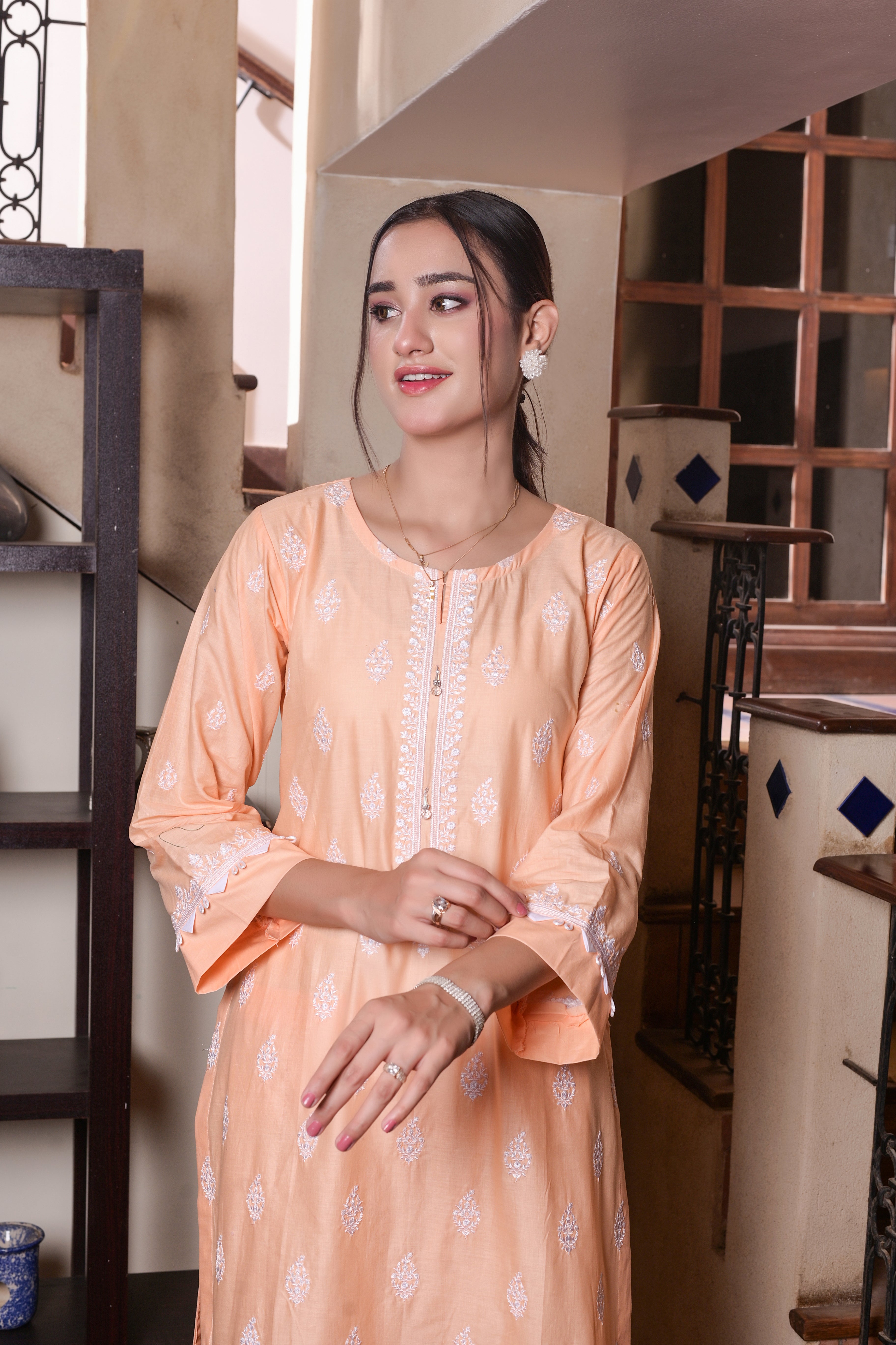 2 Pc Embroidered Cotton-KUW-10075