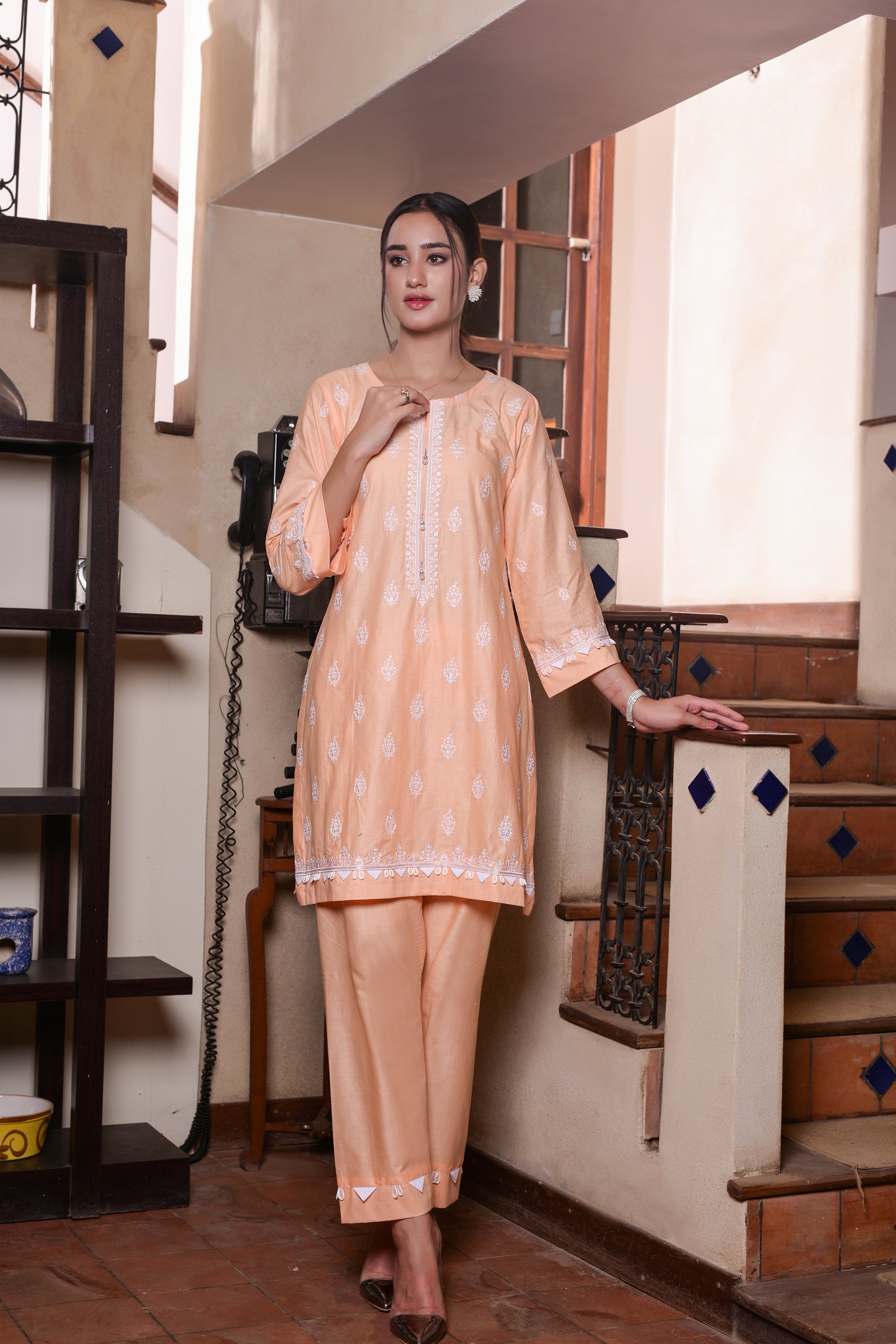 2 Pc Embroidered Cotton-KUW-10075