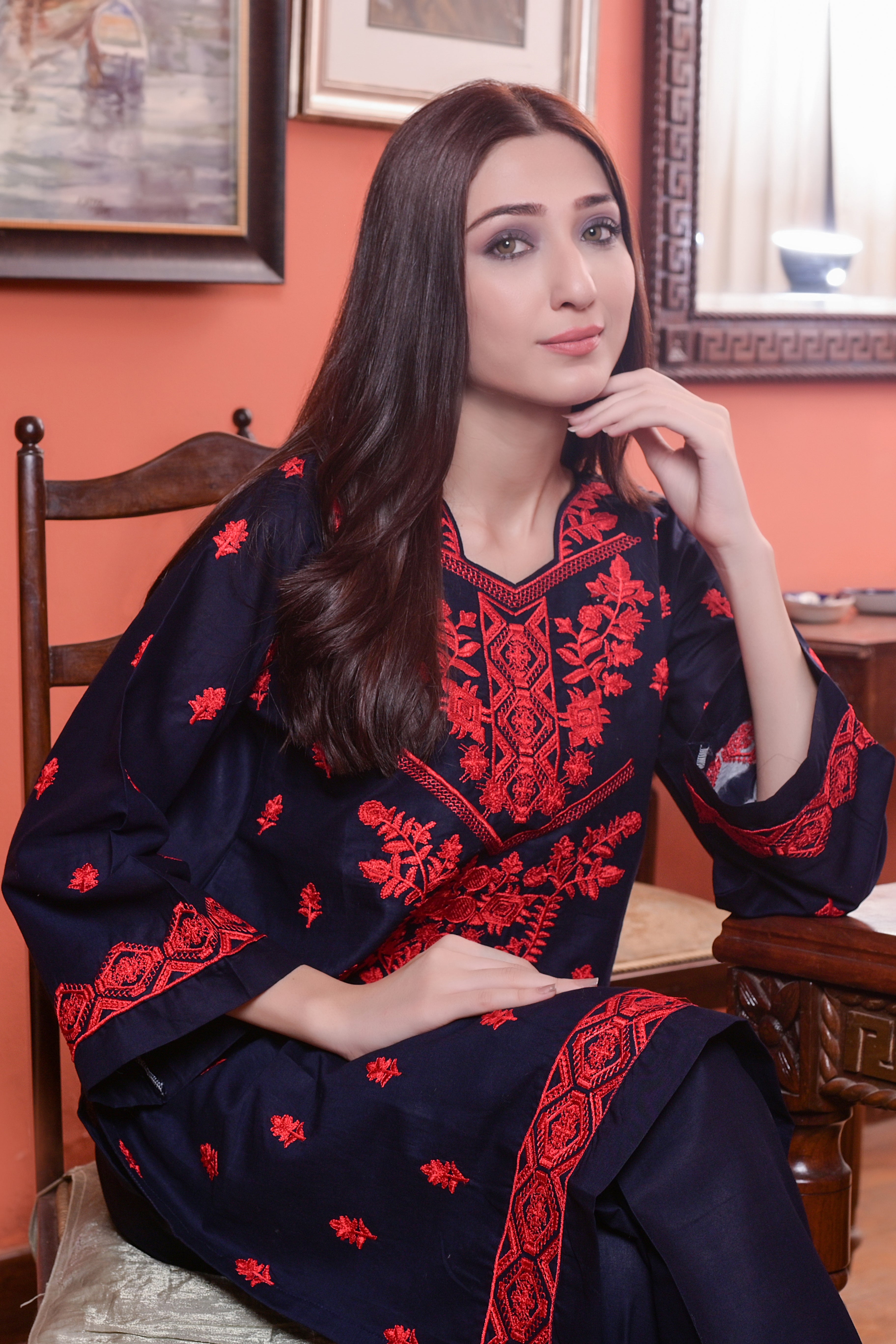 2 Pc Embroidered Cotton-KUW-10076