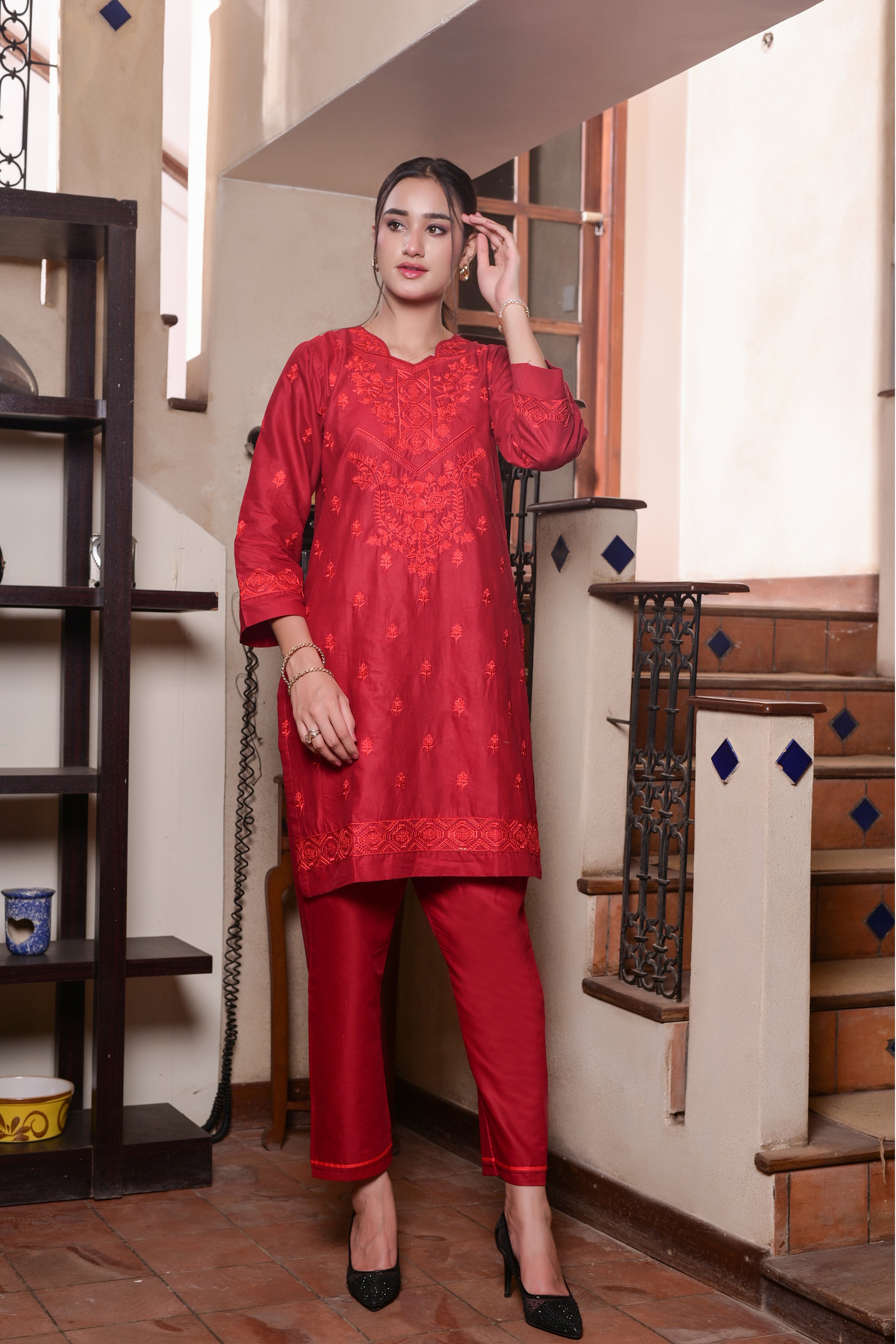 2 Pc Embroidered Cotton-KUW-10077