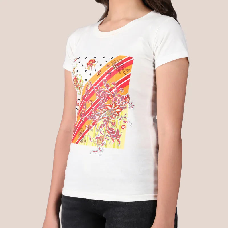 Floral Graphic Print Cotton T-Shirt