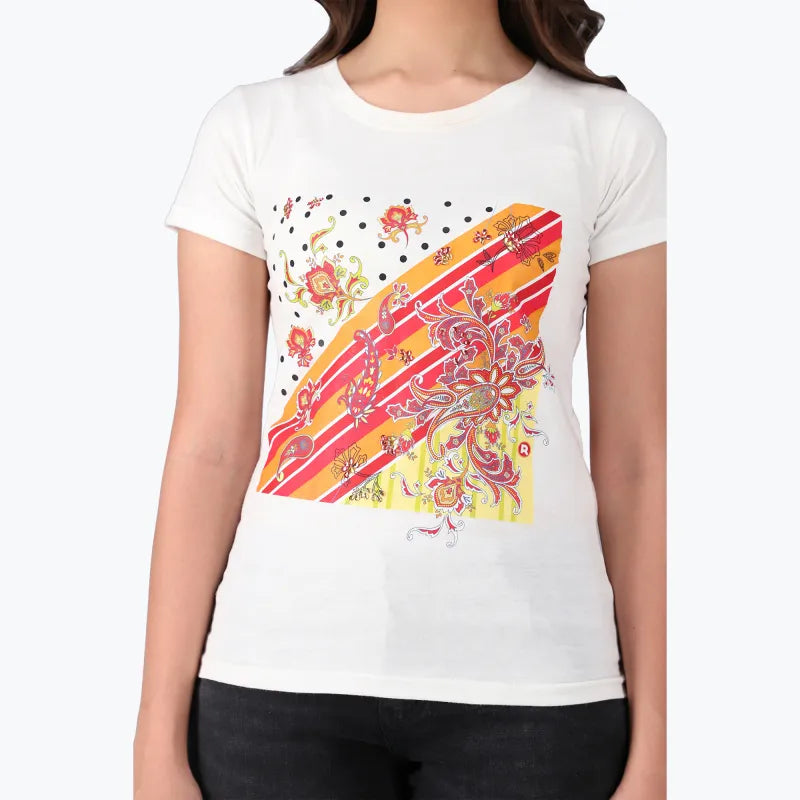 Floral Graphic Print Cotton T-Shirt