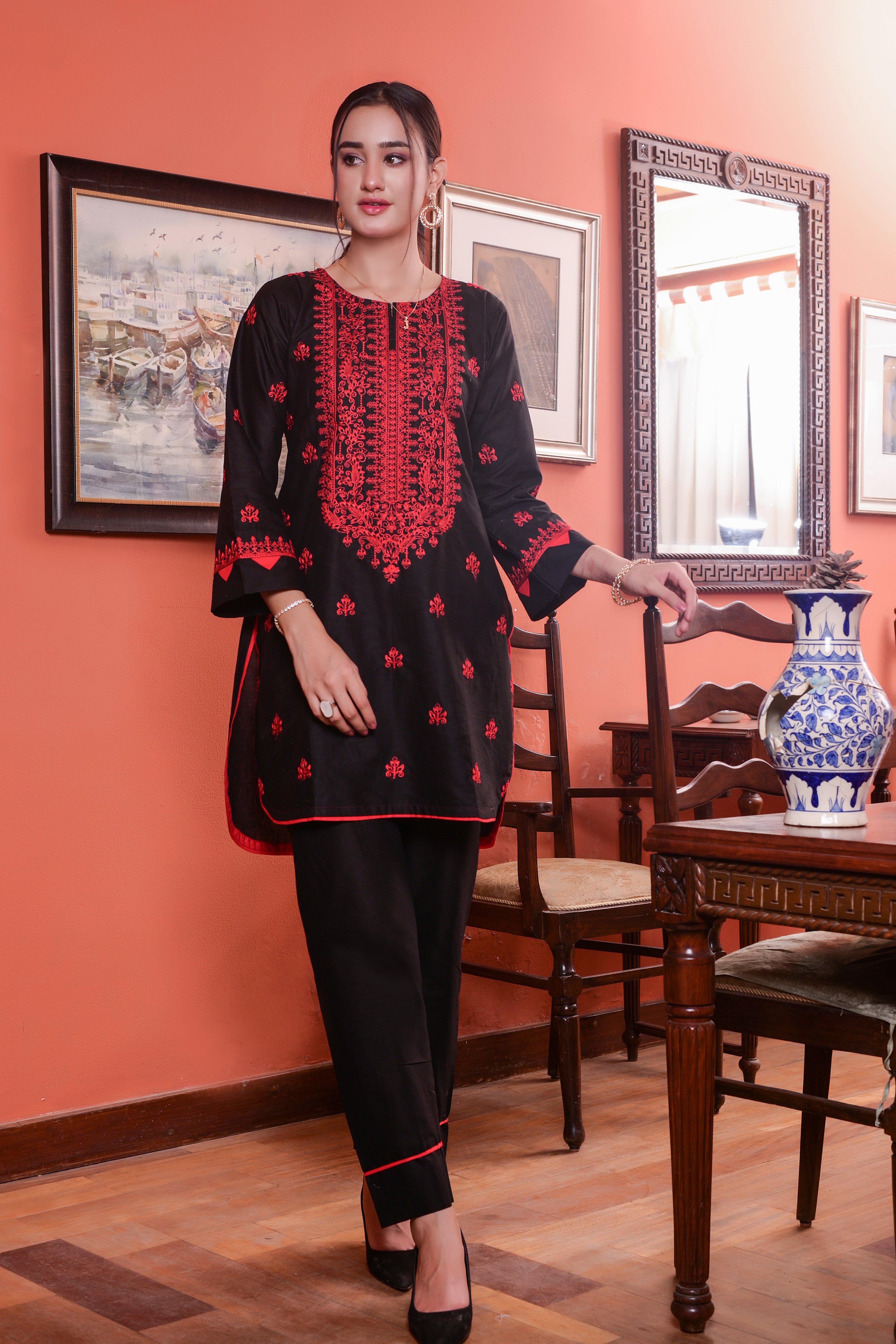 2 Pc Embroidered Cotton-KUW-10079