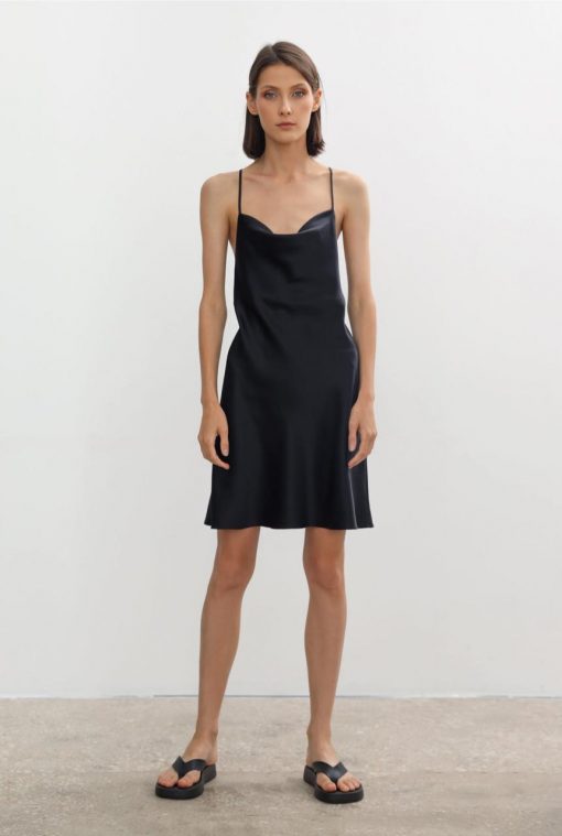 SHORT SLIP DRESS - BLACK