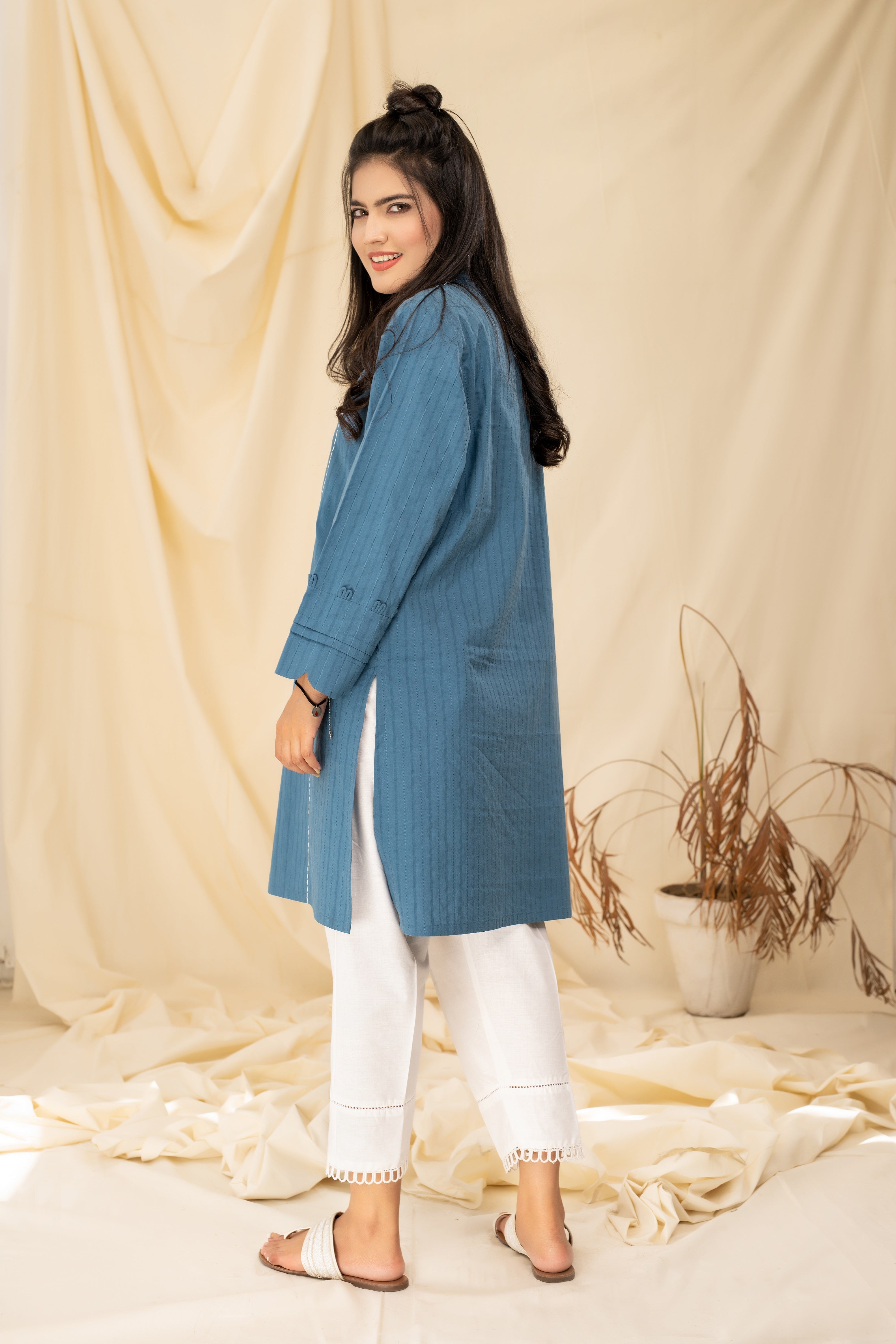 GROOYY BLUE - PRET KURTI - CASUAL TOP - CASUAL SHIRT - KURTI