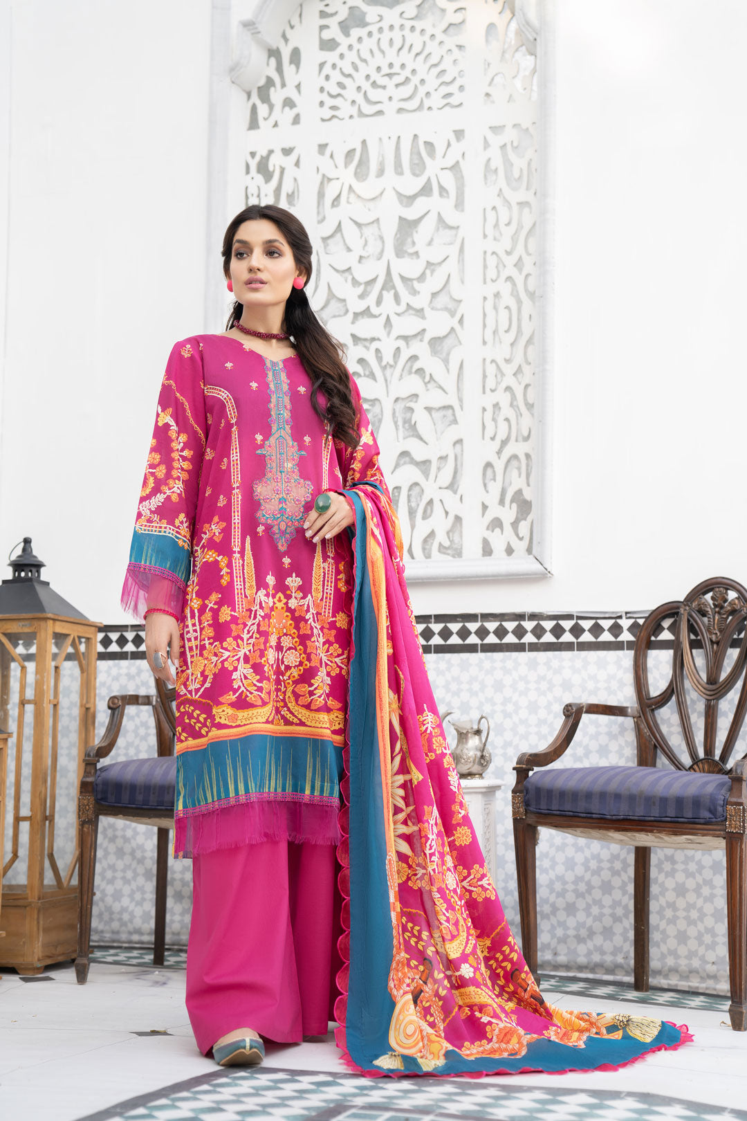 Anabi - Shocking pink - NOORANGI - LAWN COLLECTION 2022