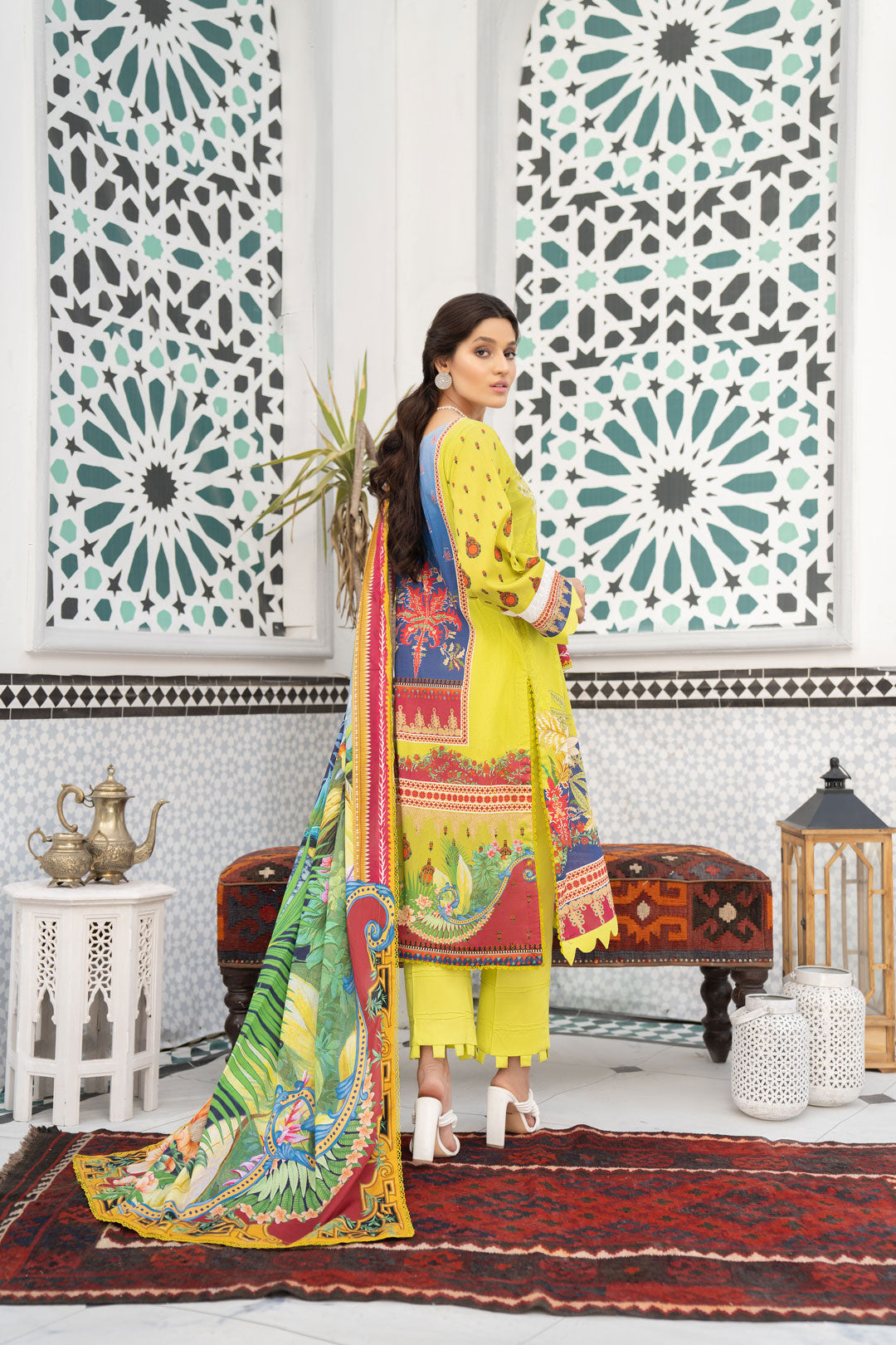 Dhaani - Parrot Green - SHAAD BY NOORANGI - LAWN COLLECTION 2022