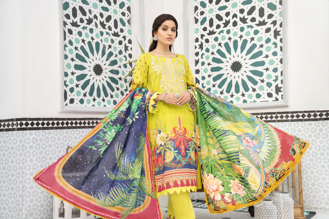 Dhaani - Parrot Green - SHAAD BY NOORANGI - LAWN COLLECTION 2022