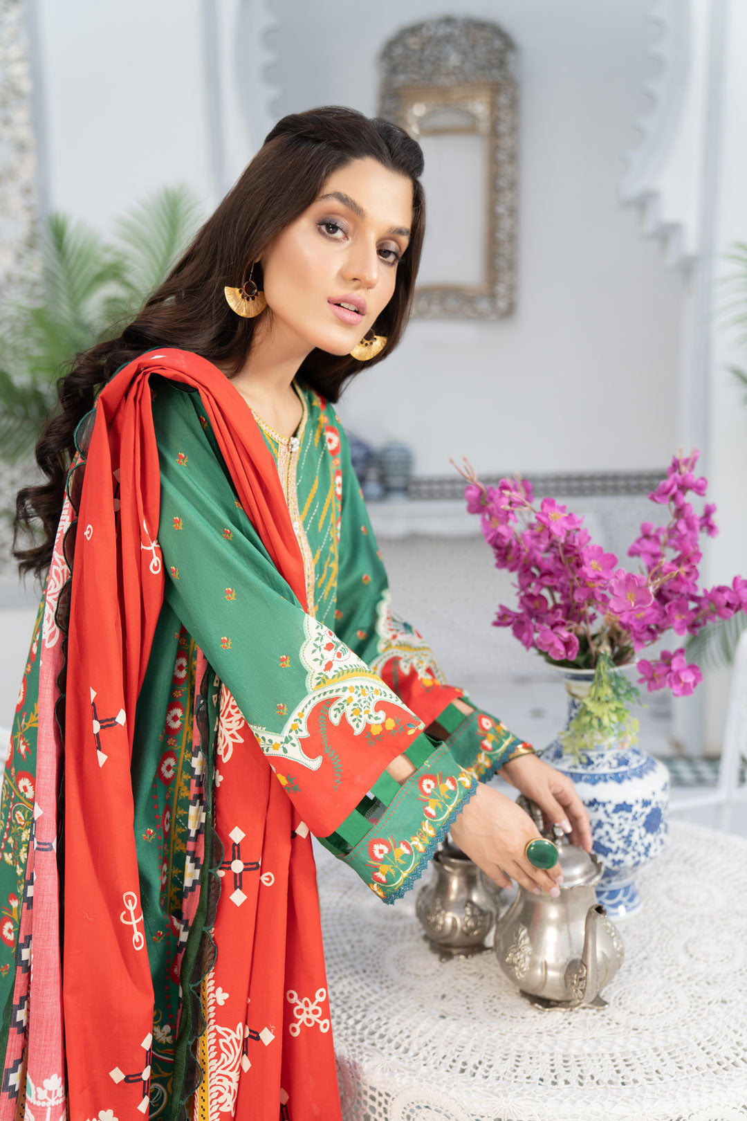 AKHRAAZ - Dark Green - SHAAD BY NOORANGI- LAWN COLLECTION 2022