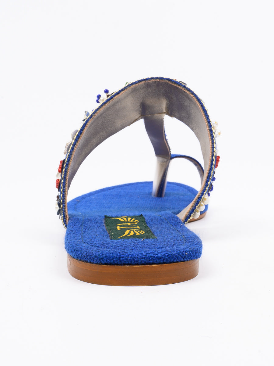Blue Fancy Kolhapuri Chappal