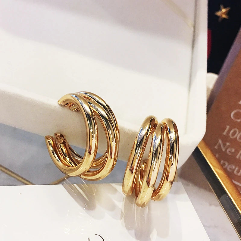 Trio hoops in gold