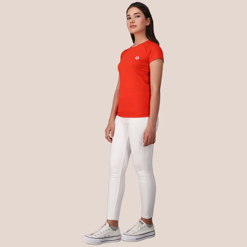 Flame Red Cotton Logo T-Shirt