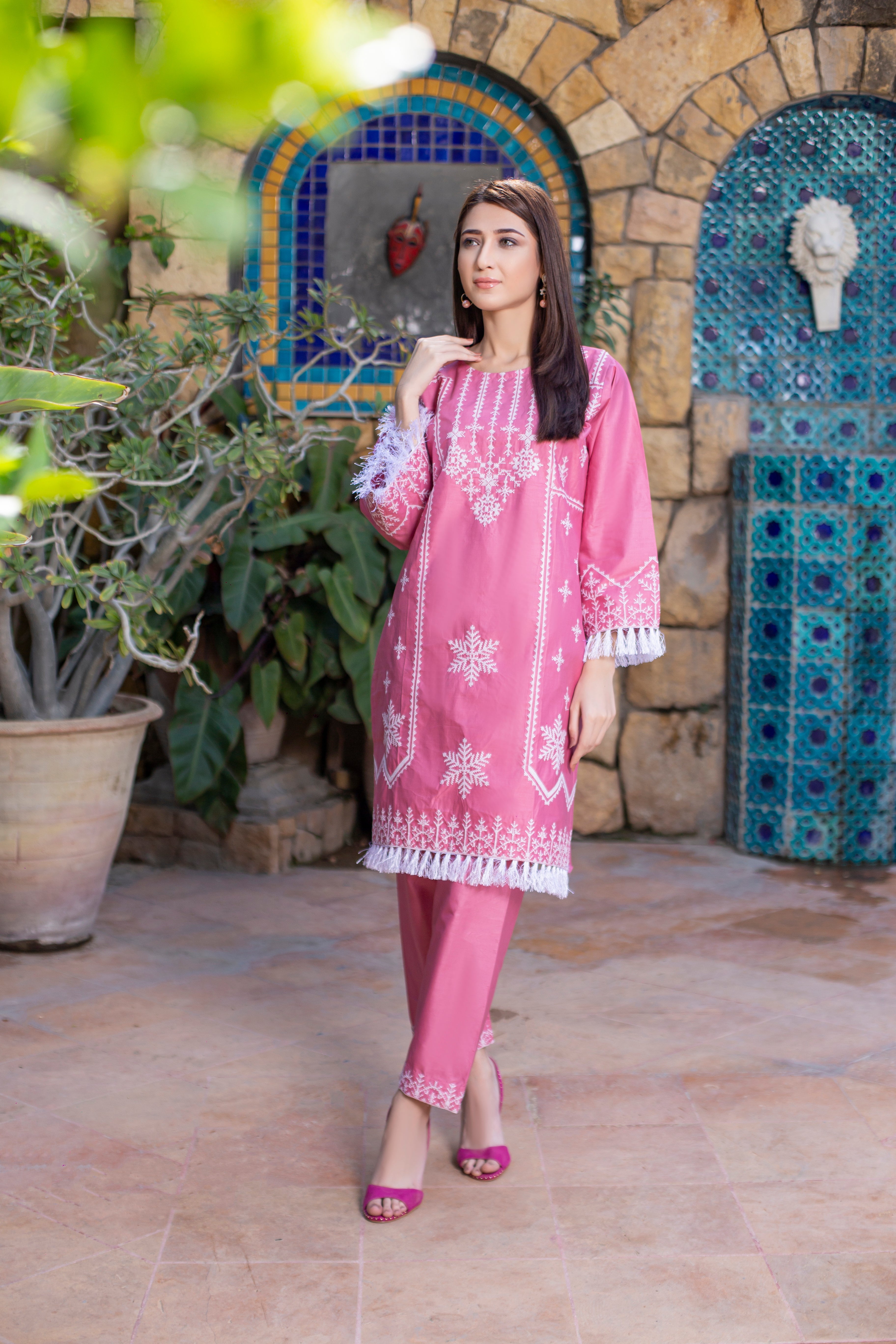 2 Pc embroidered cotton-KUW-10048