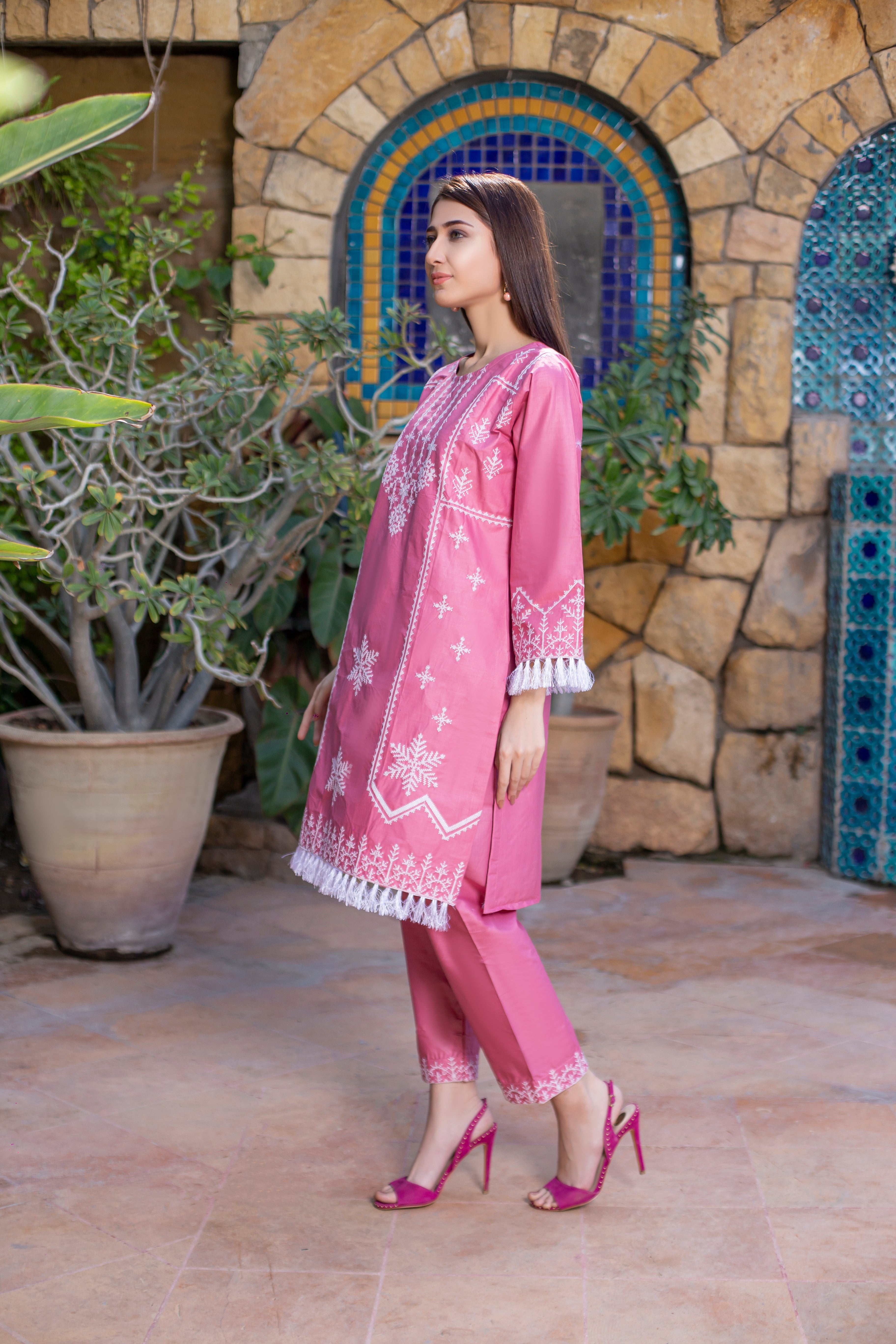 2 Pc embroidered cotton-KUW-10048