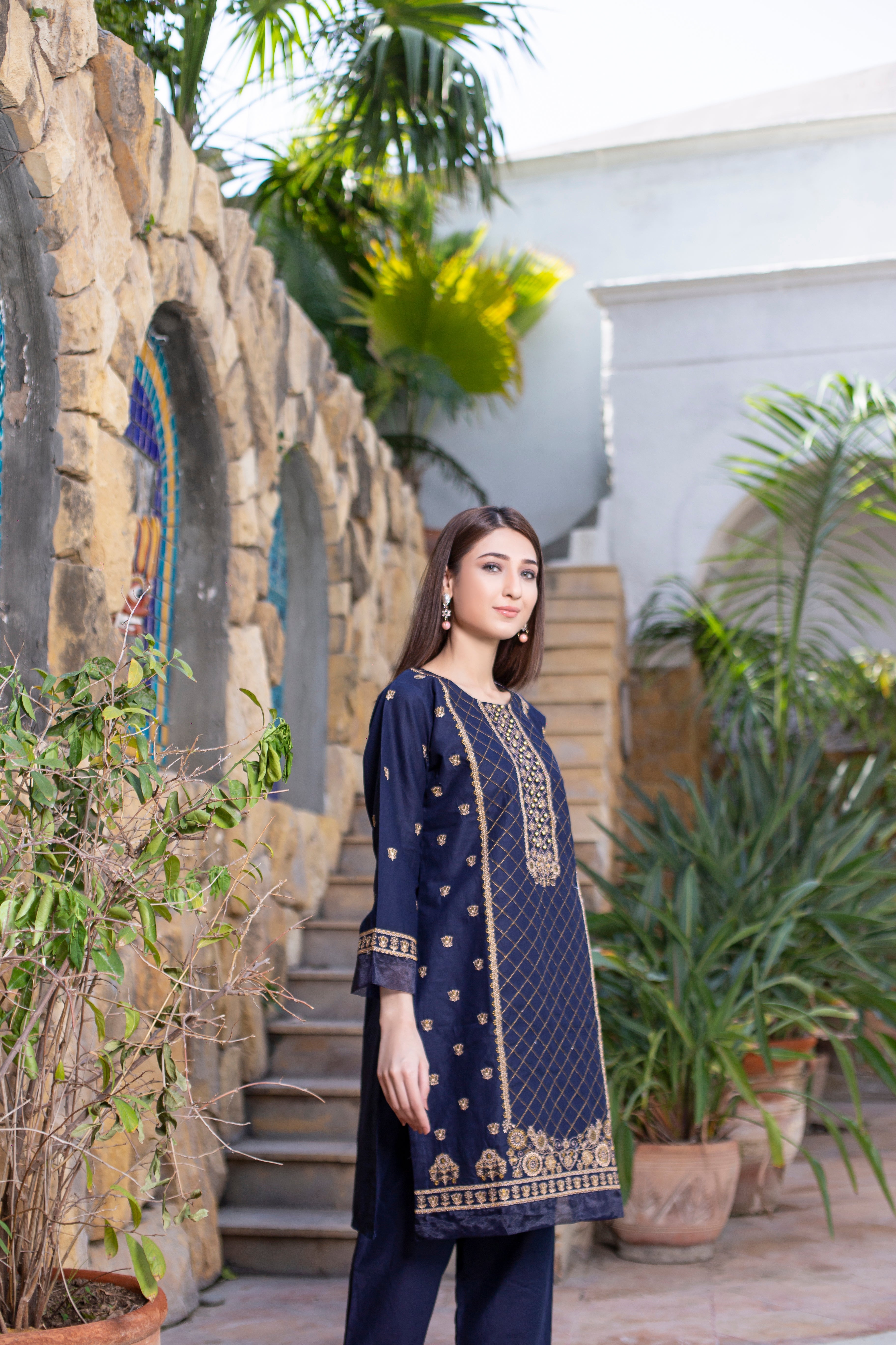 2 Pc embroidered cotton-KUW-10050