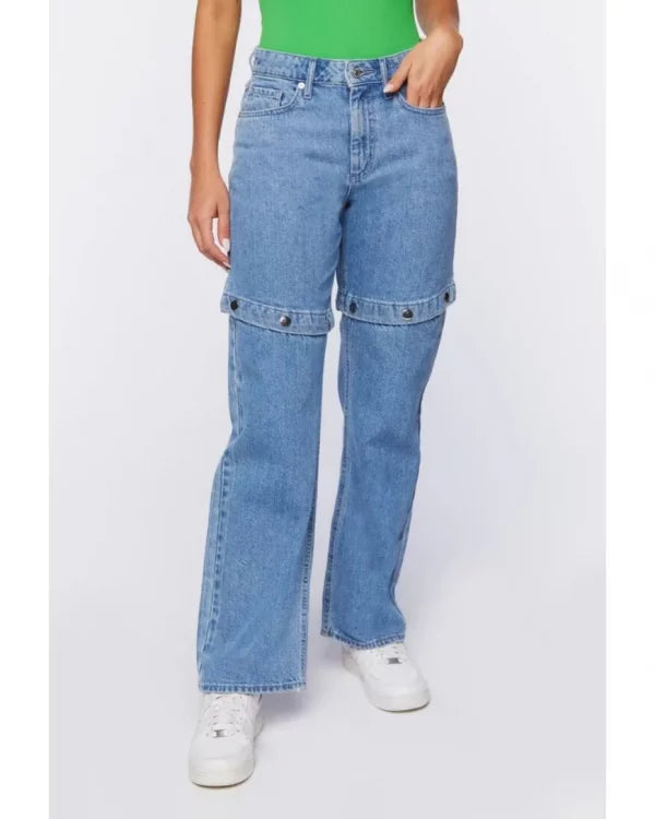Forever 21 highrise wide leg convertible blue jeans