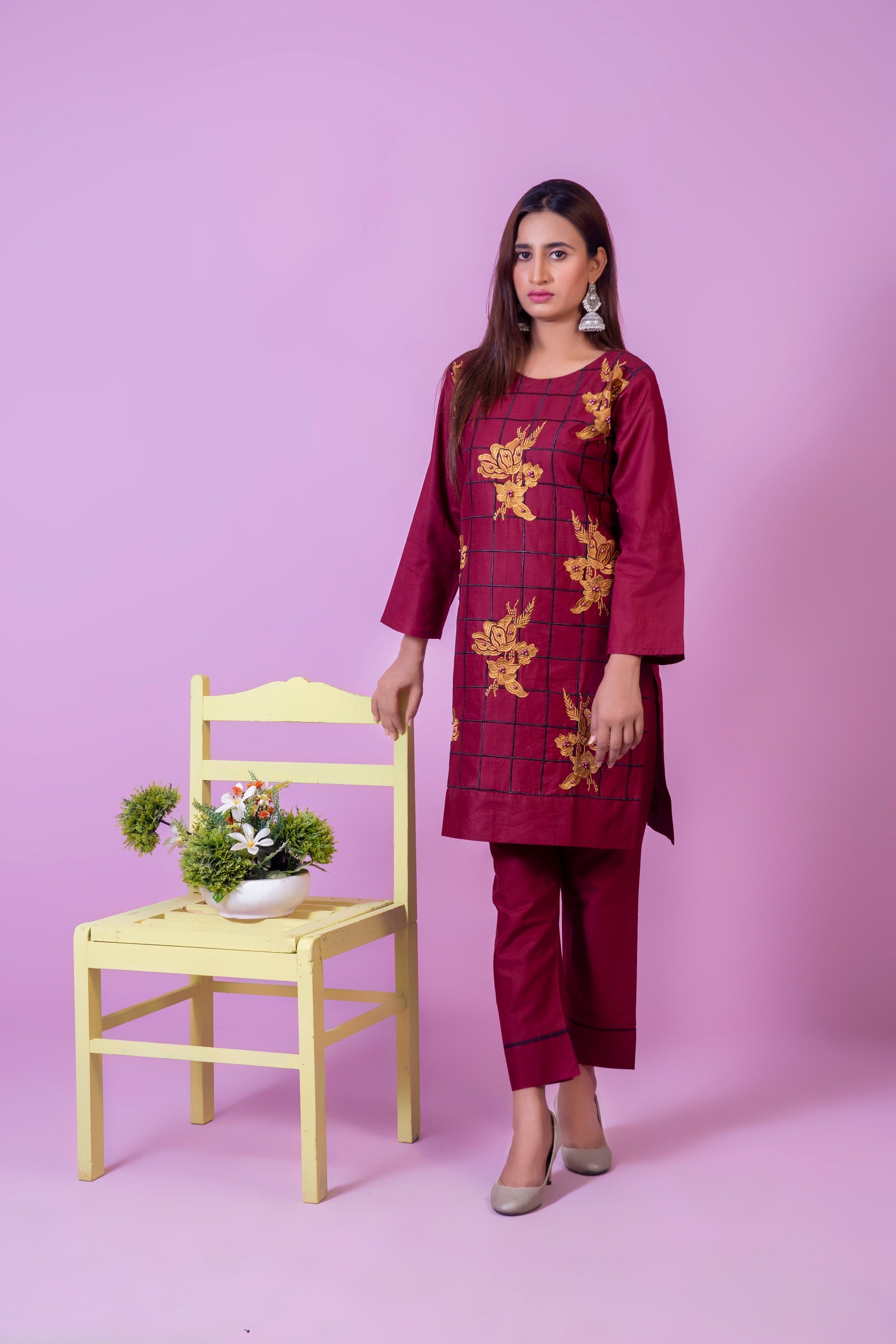 2 Pc embroidered cotton-C-10065